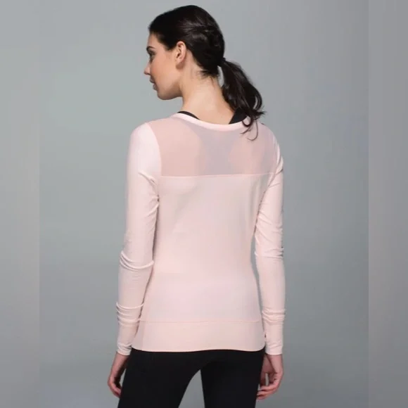 Lululemon Just Breathe Long Sleeve Heathered Parfait Pink Size 6 or Medium - Picture 10 of 14